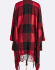 Plaid Fringe Poncho Scarf