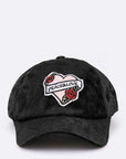 Peace And Love Heart Patch Distress Velour Cap