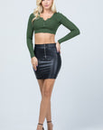 La Scala PU Leather Skirt with Front O-ring Zipper