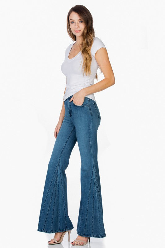 O2 Denim High Waisted Wide Mermaid Flare Denim Jeans