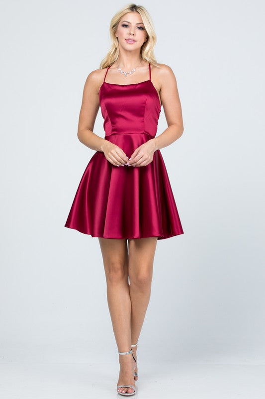 La Scala Satin Fit Flare Dress