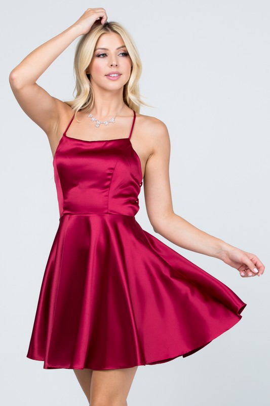 La Scala Satin Fit Flare Dress