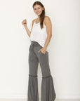 Plus Size Drawstring Ruffle Wide Leg Pants