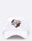 Peace And Love Heart Patch Distress Velour Cap