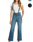 O2 Denim High Waist Flare Overall Denim Romper