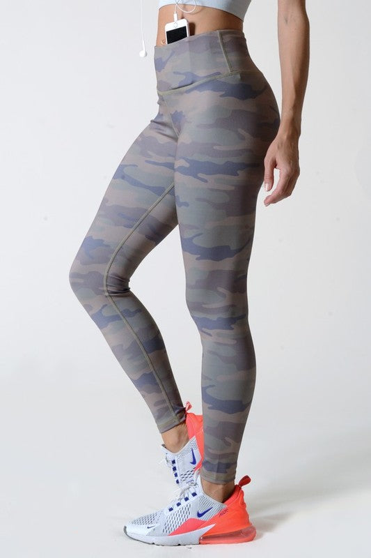 Yelete Active High Rise Camouflage Leggings with Pocket