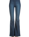 O2 Denim Zipper Back Faded Denim Flares