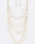 Mix Pearl Statement Layer Necklace Set