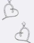 Dangling Heart CZ Earrings