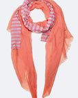 Striped Jersey Knit Layered Fashion Fringe Scarf