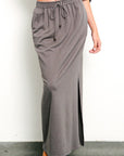 Fabina BRUSHED ORGANIC HEMP Side Slit Maxi Skirt