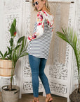 e Luna Striped Floral Mix Hoodie PLUS