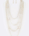 Mix Pearl Statement Layer Necklace Set