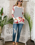 e Luna Striped Floral Mix Hoodie PLUS