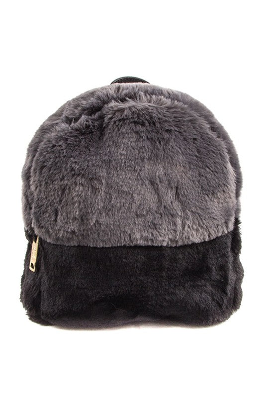 Mini Two Toned Furry Backpack