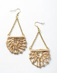 Leto Accessories Woven Rattan Drop Chain Hook Earrings