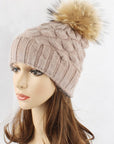 Raccoon Fur Pineapple Knit Beanies