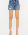 Kancan Distressed High Waist Denim Shorts