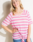 e Luna Striped Front Tie Top