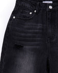 Lilou Black Distressed Straight Jeans