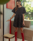 Annie Wear Mineral Washed Round Neck Short Sleeve Denim Dress