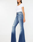 Kancan High Rise Wide Waistband Flare Jeans