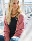 ADORA Popcorn Knit Open Front Long Sleeve Cardigan