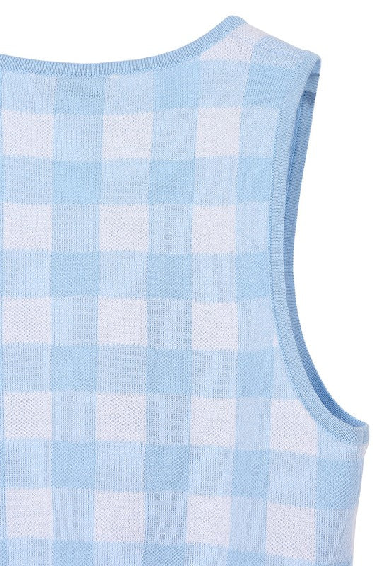 Lilou Sleeveless Gingham Patterned Tank Top