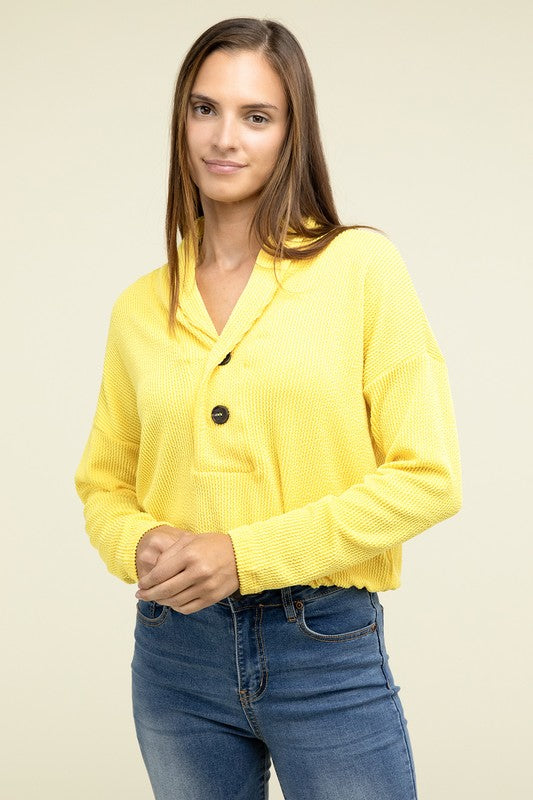 ZENANA Textured Line Elastic Waist Pullover Top
