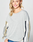 e Luna Multi Striped Solid Sweatshirt