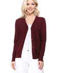 MAK Women's V-Neck Button Down Knit Cardigan Sweater