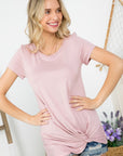 e Luna Solid Twisted Bottom Tunic Top