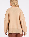 Mittoshop Side Slit Round Neck Drop Shoulder Sweater