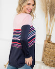 e Luna PLUS Stripe Mix Colorblock Top