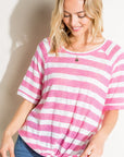 e Luna Striped Front Tie Top