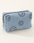 Zenana Smiley Face Corduroy Cosmetic Pouch