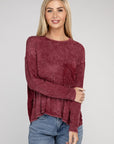 Zenana Washed Ribbed Dolman Sleeve Round Neck Top