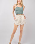 VERY J Drawstring Elastic Waist Linen Shorts