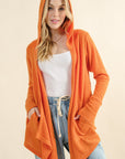 And The Why Full Size Thermal Hooded Open Front Cardigan with Pockets