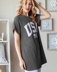 Heimish Full Size USA Graphic Short Sleeve Ribbed Top