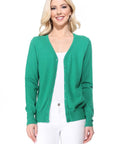 MAK Women's V-Neck Button Down Knit Cardigan Sweater