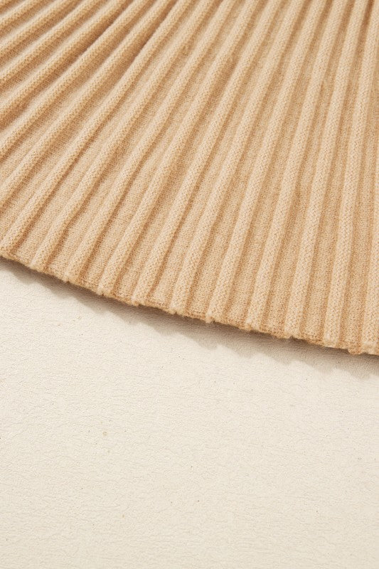 Solid High Neck Sweater and Pleated Mini Skirt Set