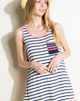 e Luna PLUS Mixed Stripe Pocket Tank Top