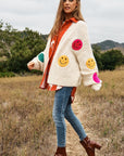 Davi & Dani The Fuzzy Smile Long Bell Sleeve Knit Cardigan