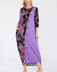 Celeste Full Size Paisley Contrast Midi Dress with Pockets