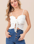 BiBi Ruffled Smocked Ribbon Detail Cami