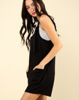 VERY J Tie Shoulder Front Pocket Romper