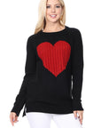 Cozy Heart Jacquard Round Neck Pullover Sweater