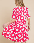 BOMBOM Flower Print Ruched Dress