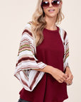 e Luna Waffle Striped Mix Kimono Top